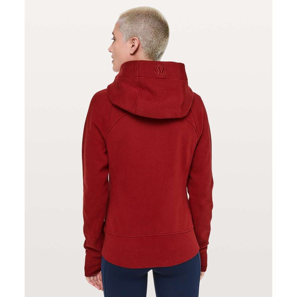 Lululemon Scuba Full Zip Hoodie Jacket in Dark Sport Red Cotton Fleece Athletic - Picture 9 of 11